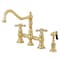 Kingston Brass KS3272AXBS Restoration 8" Bridge Kitchen Faucet W/Sprayer, Brass KS3272AXBS - alternate 1